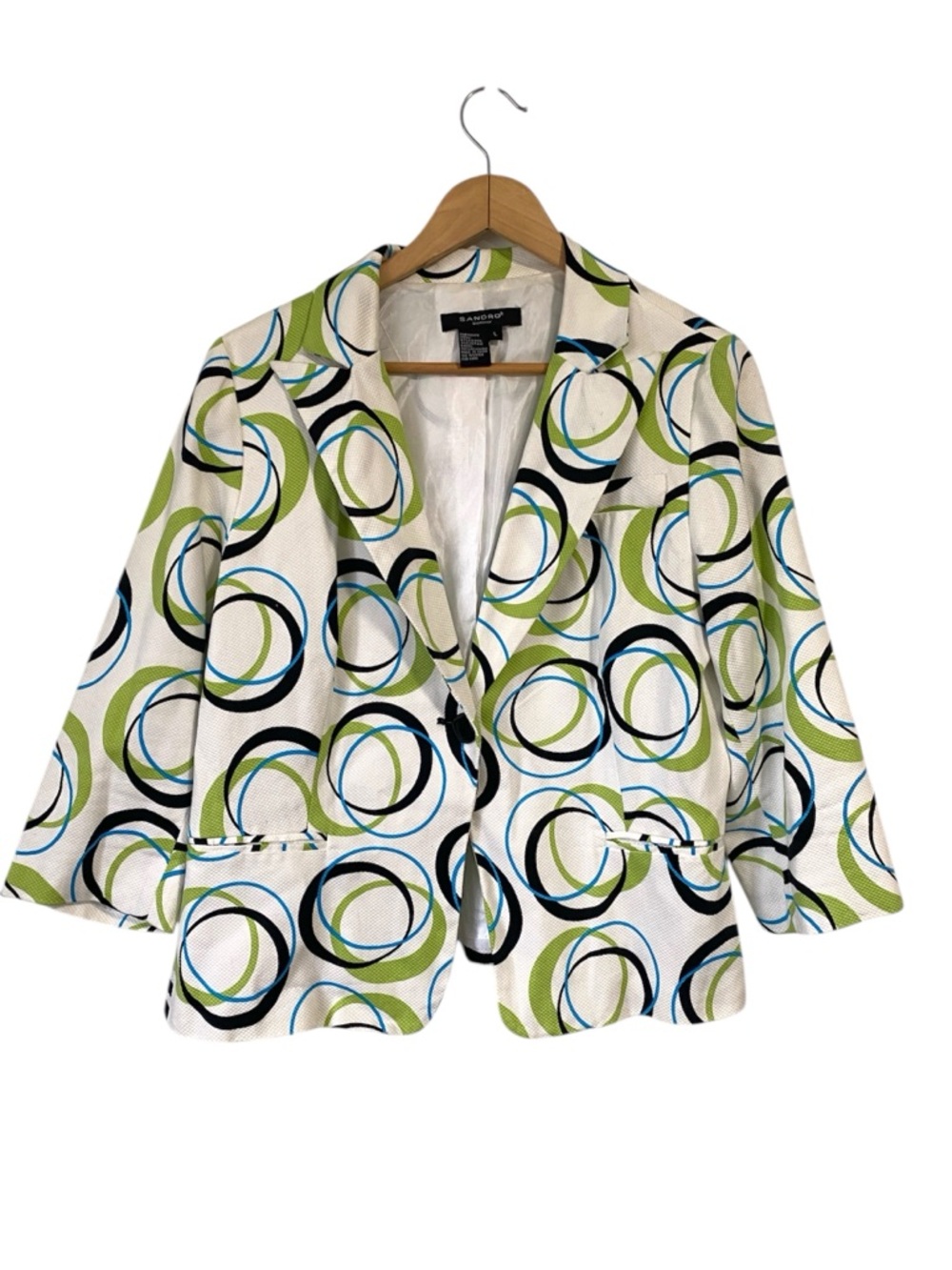 SANDRO Sportswear Oodles of O's Green Black Blue Jacket Blazer Ring Print L
